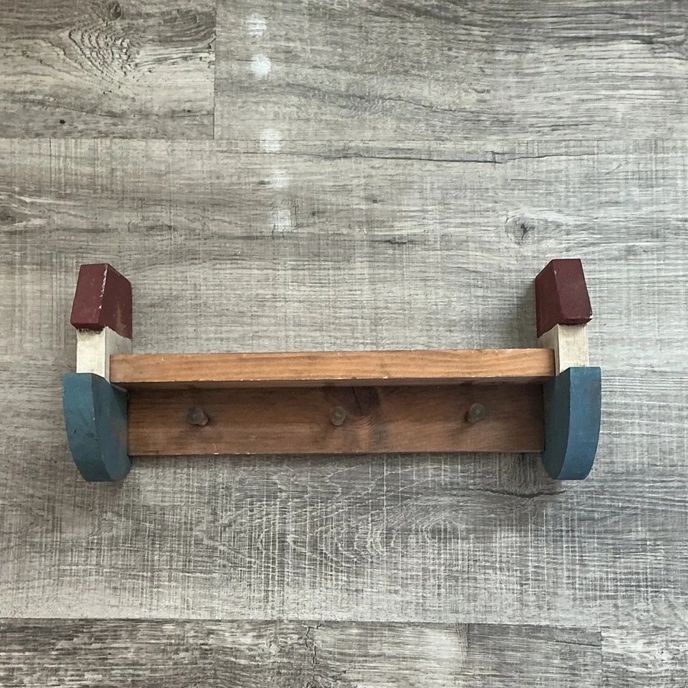 Vintage Wooden Tug Boat Peg Shelf Nautical 90’s